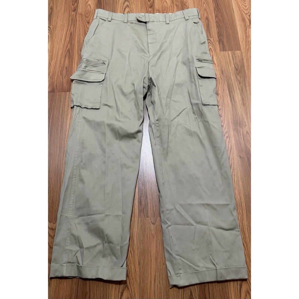 Bullock & Jones Cargo Pants Mens 40 Khaki Stretch Twill Straight Leg